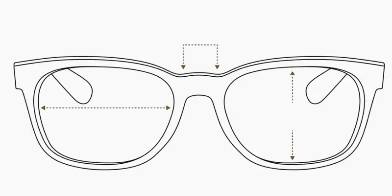 Lens width, bridge and lens height